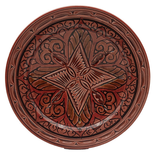 Piatto Ceramica Terracotta Parete Diam.23cm Etnico Marocchino Marocco 0401221315