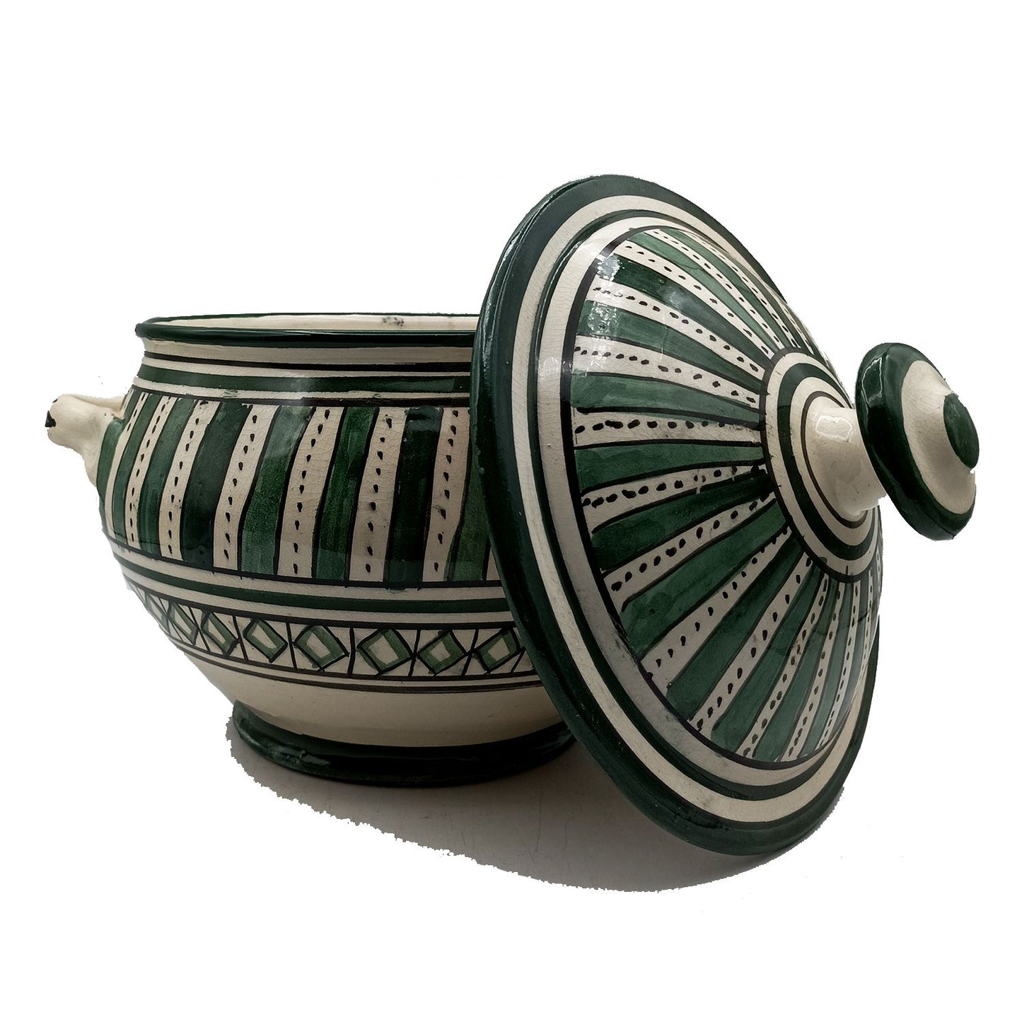 Zuppiera con 2 Tazze Ceramica Terracotta Marocchina Zuppa Fonduta Cucina 0504221209