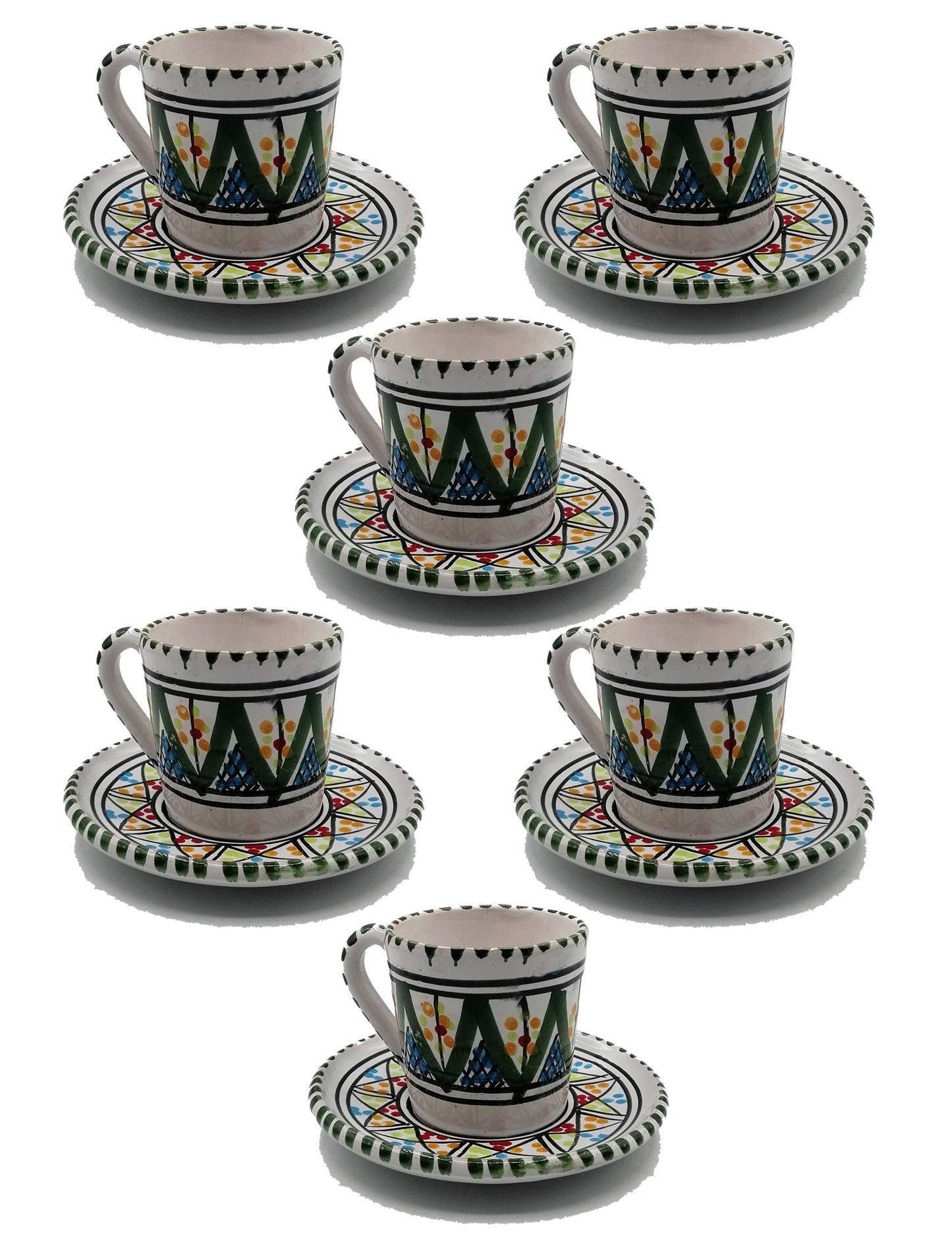 Servizio Tazzine da 6 Caffe Ceramica Dipinta a Mano Tunisina Marocchina 1211200910