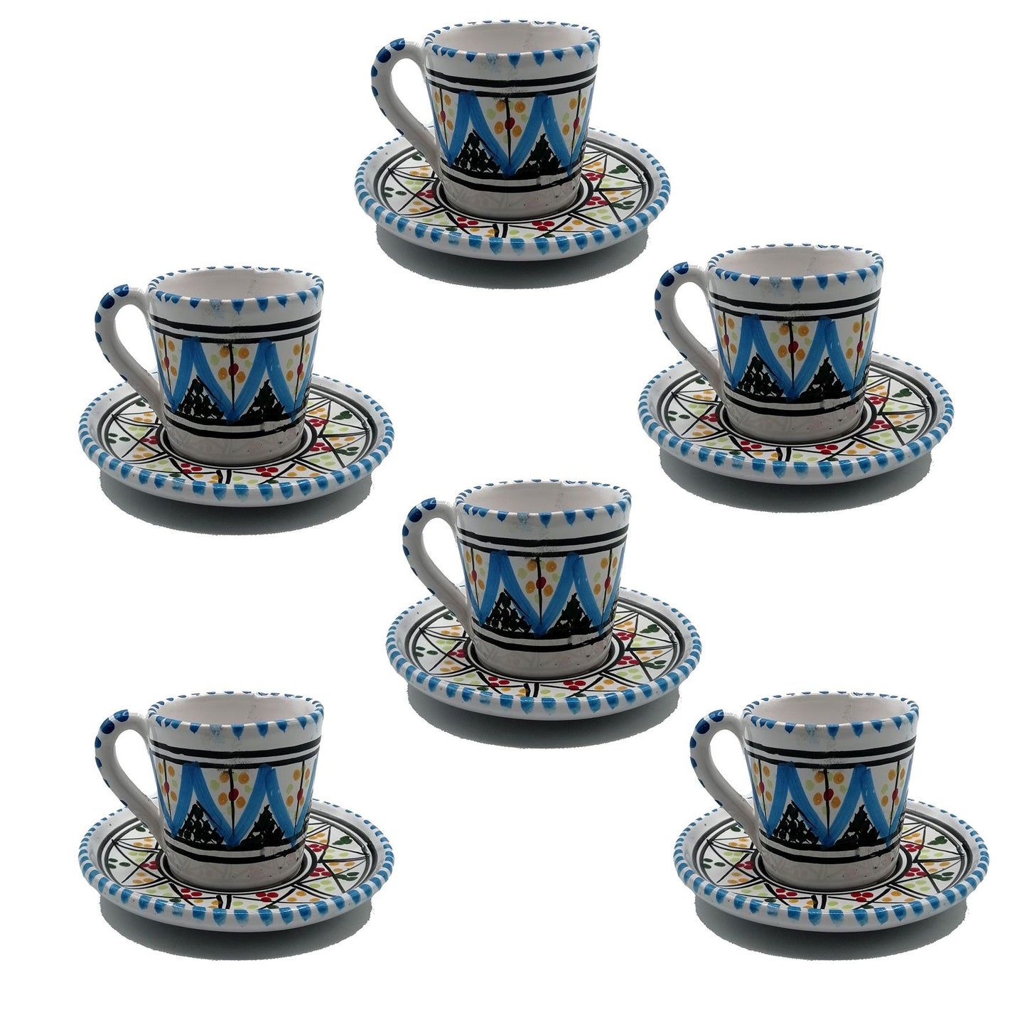 Servizio Tazzine da Caffe Ceramica Dipinta a Mano Tunisina Marocchina 1211200913