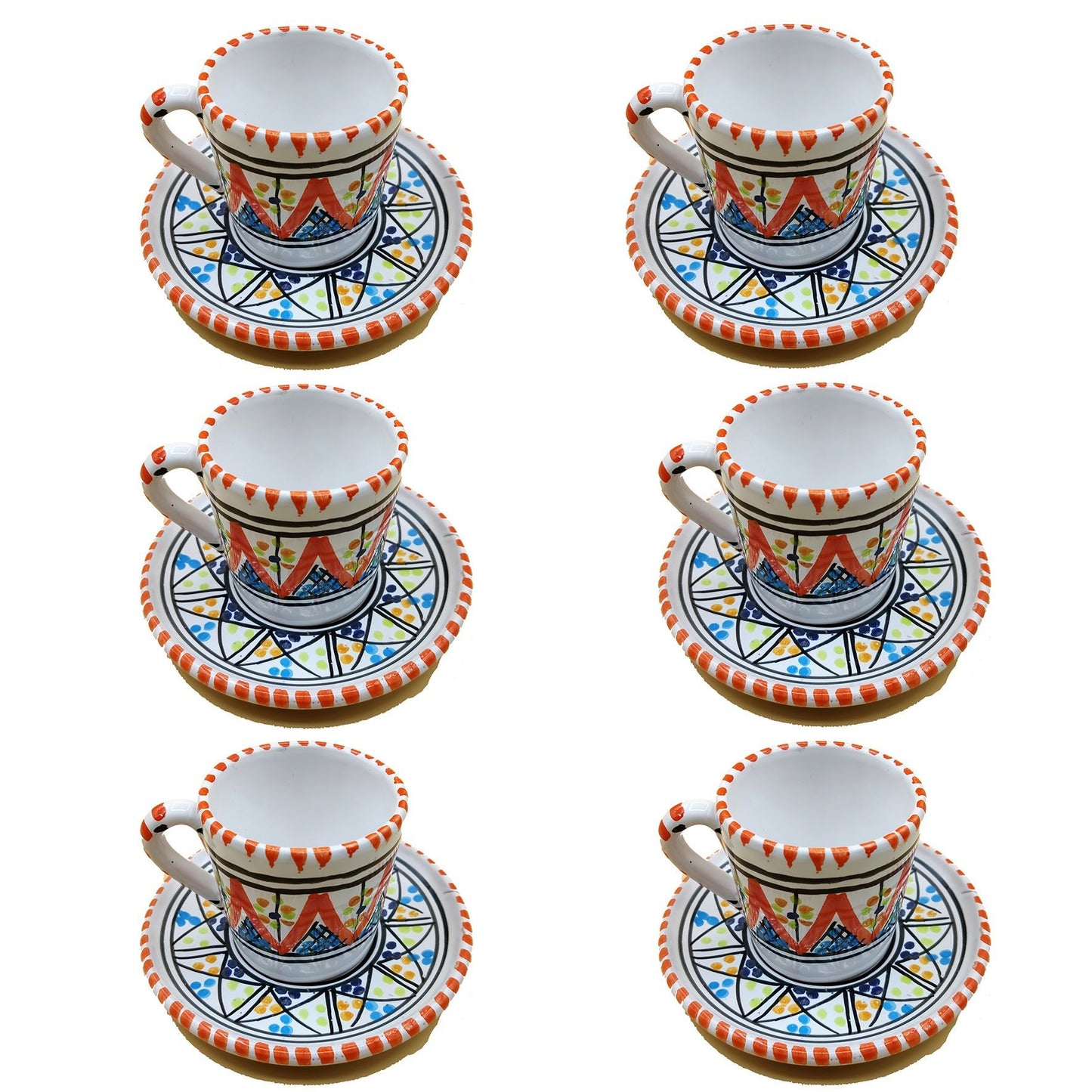 Servizio Tazzine da Caffe Ceramica Dipinta a Mano Tunisina Marocchina 1211200919