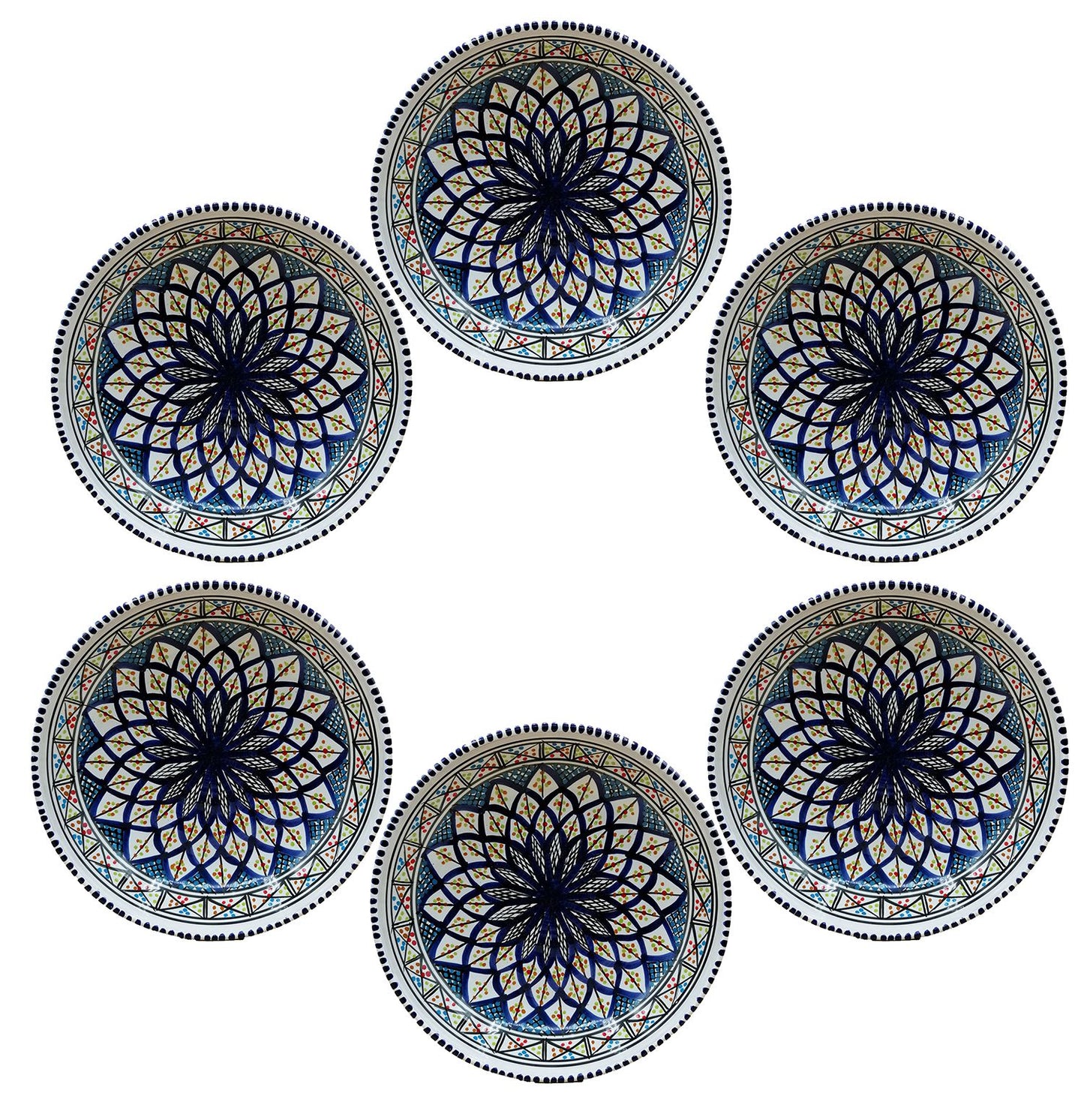 Set van 6 keramische terracotta wandborden Etnisch Tunesisch 0611200908S6