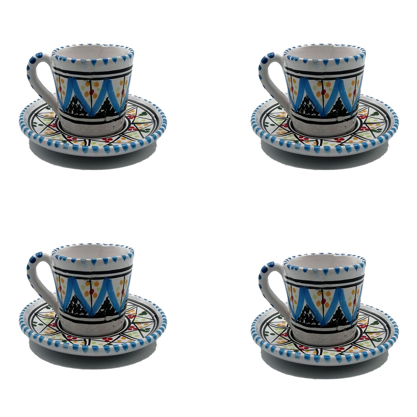 Servizio Tazzine da Caffe Ceramica Dipinta a Mano Tunisina Marocchina 1211200914
