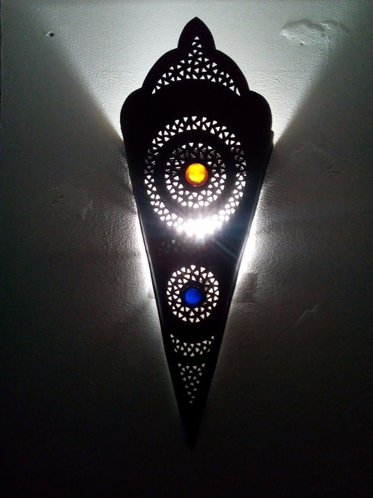 Applique Da Muro Lampada Lanterna Alluminio Art Marocco Marocchina Etnico 1513