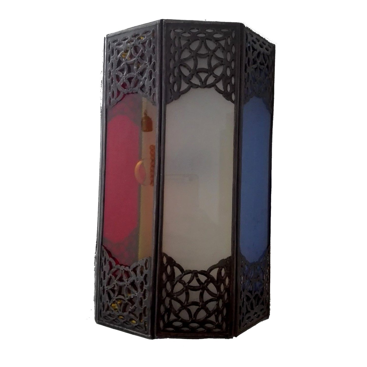 Wandlamp Aluminium en Marokkaans Glas Artisan Marokko Etnisch 1059