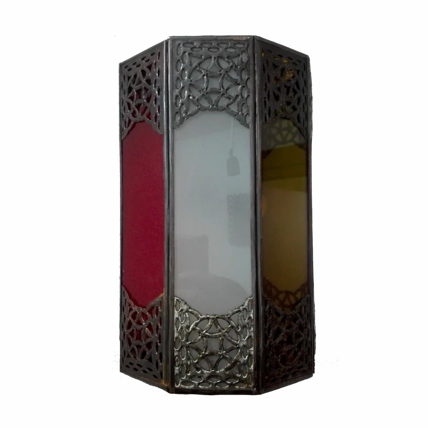 Wandlamp Aluminium en Marokkaans Glas Artisan Marokko Etnisch 1059