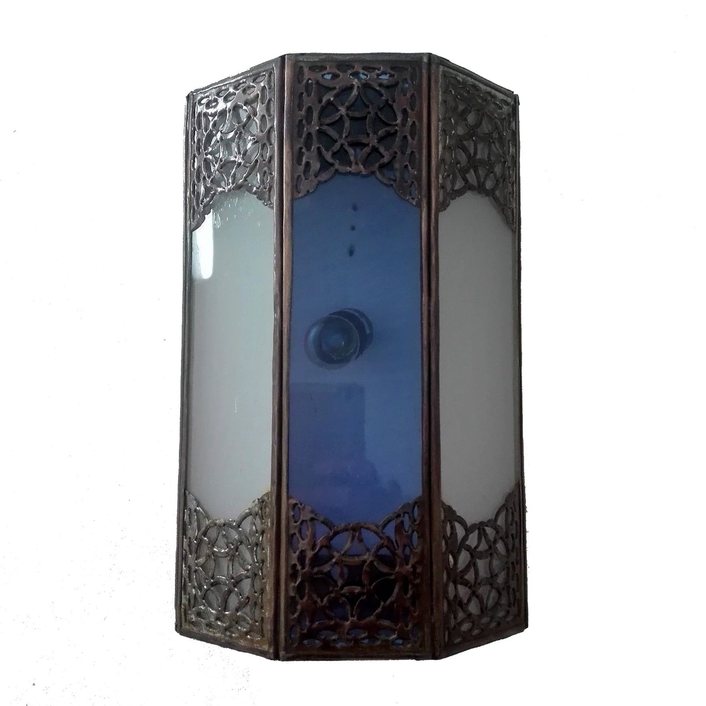 Wandlamp Aluminium en Marokkaans Glas Artisan Marokko Etnisch 1055