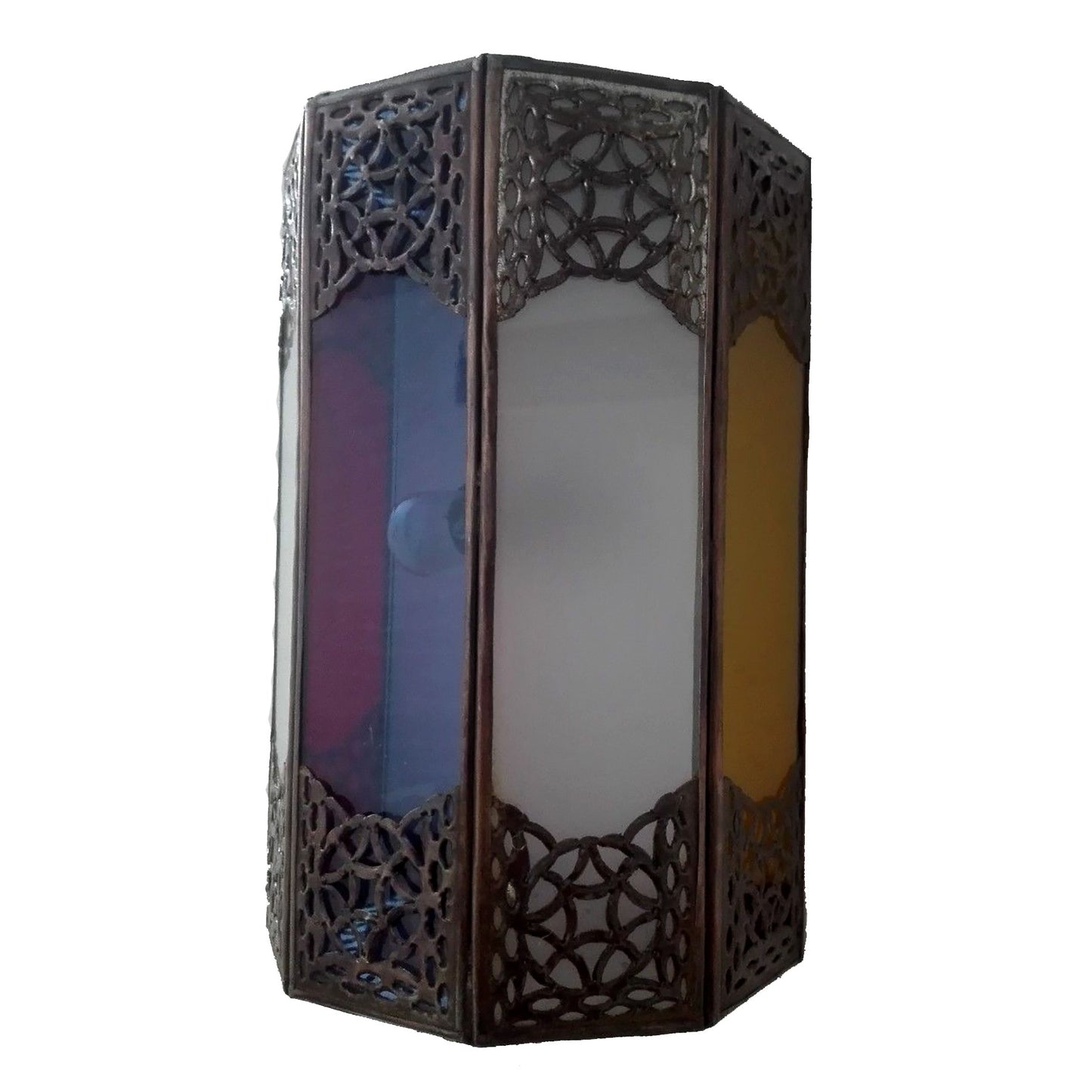 Wandlamp Aluminium en Marokkaans Glas Artisan Marokko Etnisch 1055