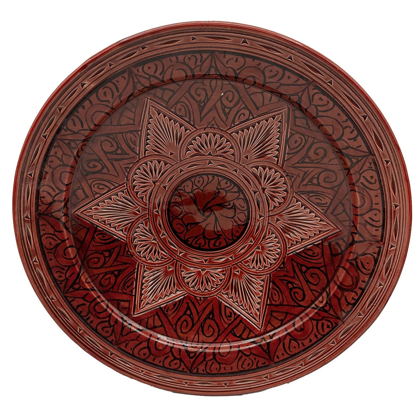 Piatto Ceramica Terracotta Parete Diam.35cm Etnico Marocchino Marocco 1412211423