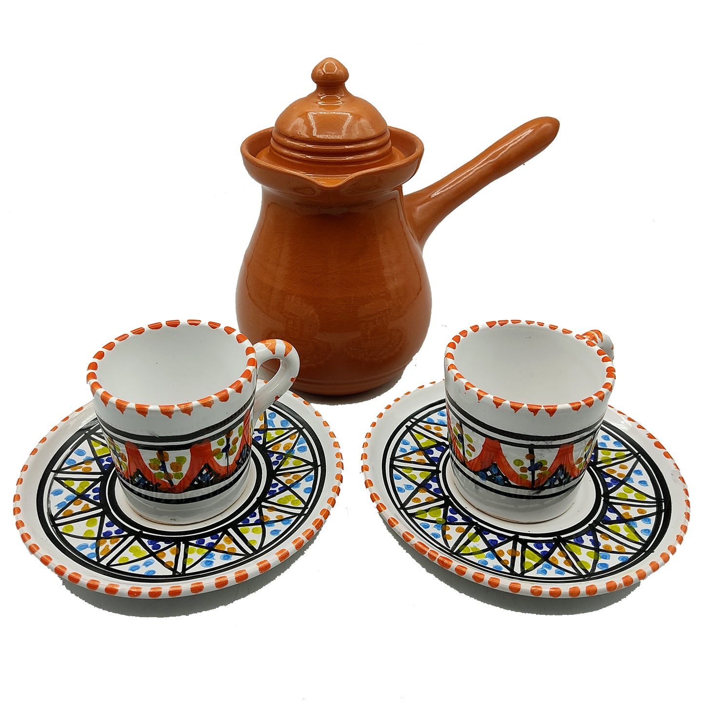 Traditionele Ottomaanse Turkse koffiepot geglazuurd terracotta Arabische Turkse koffie handgemaakt 1512201200