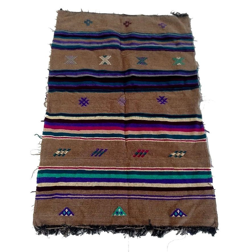 Etnisch meubeltapijt Kelim Berber Oosters Marokko Afrikaanse wol 1012190847