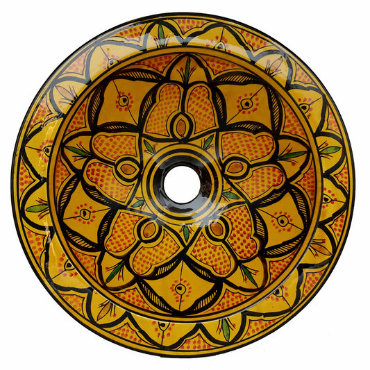 Lavabo Lavandino da Bagno Ceramica Terracotta Etnico Marocco Marocchino 1603221214