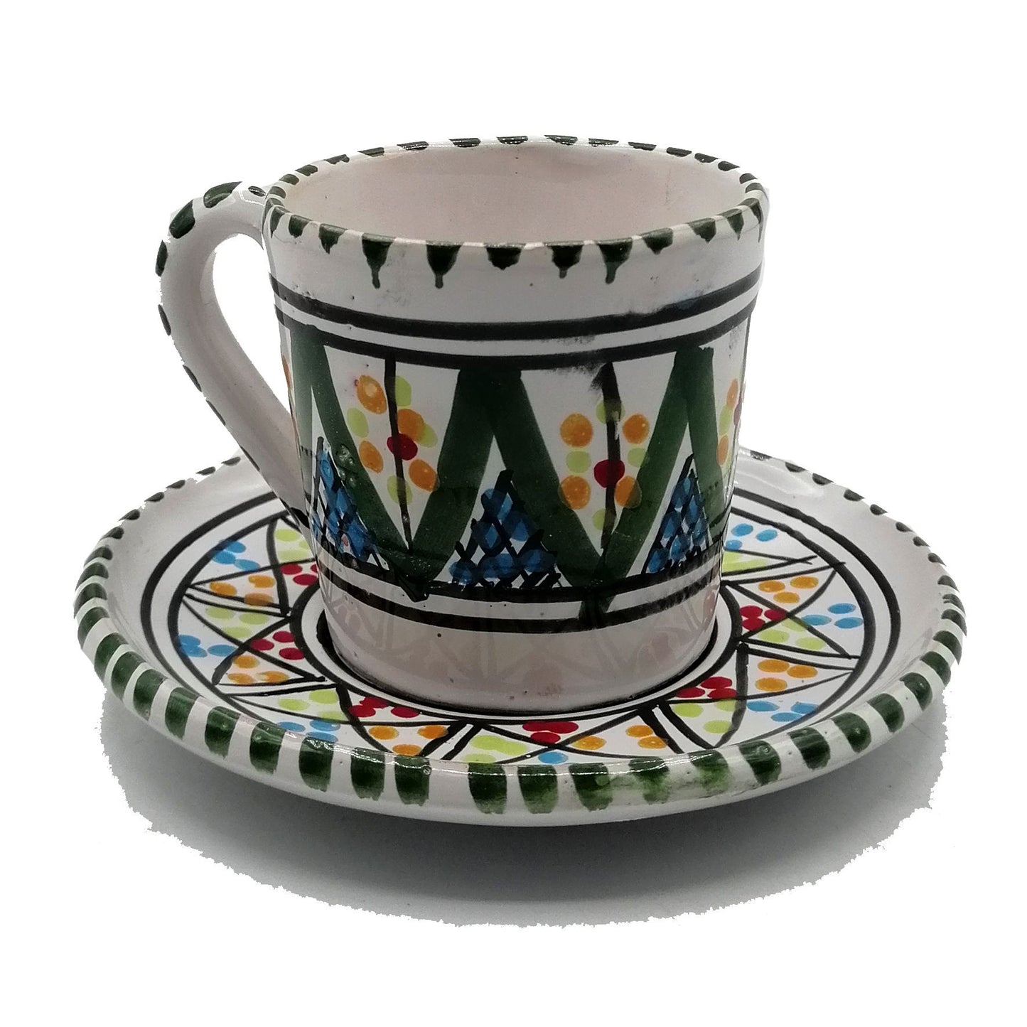 Bekerservies voor 6 koffie Tunesisch Marokkaans handbeschilderd keramiek 1211200910