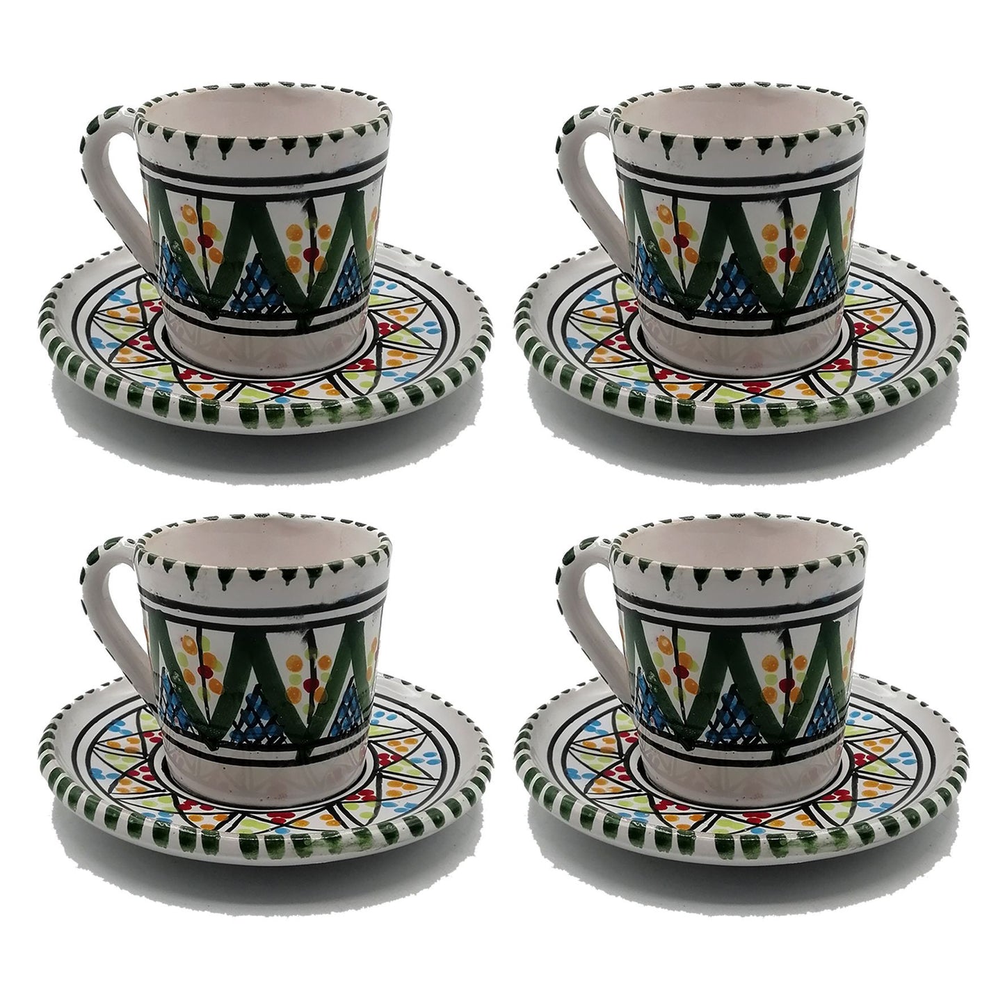 Servizio Tazzine da Caffe Ceramica Dipinta a Mano Tunisina Marocchina 1211200911