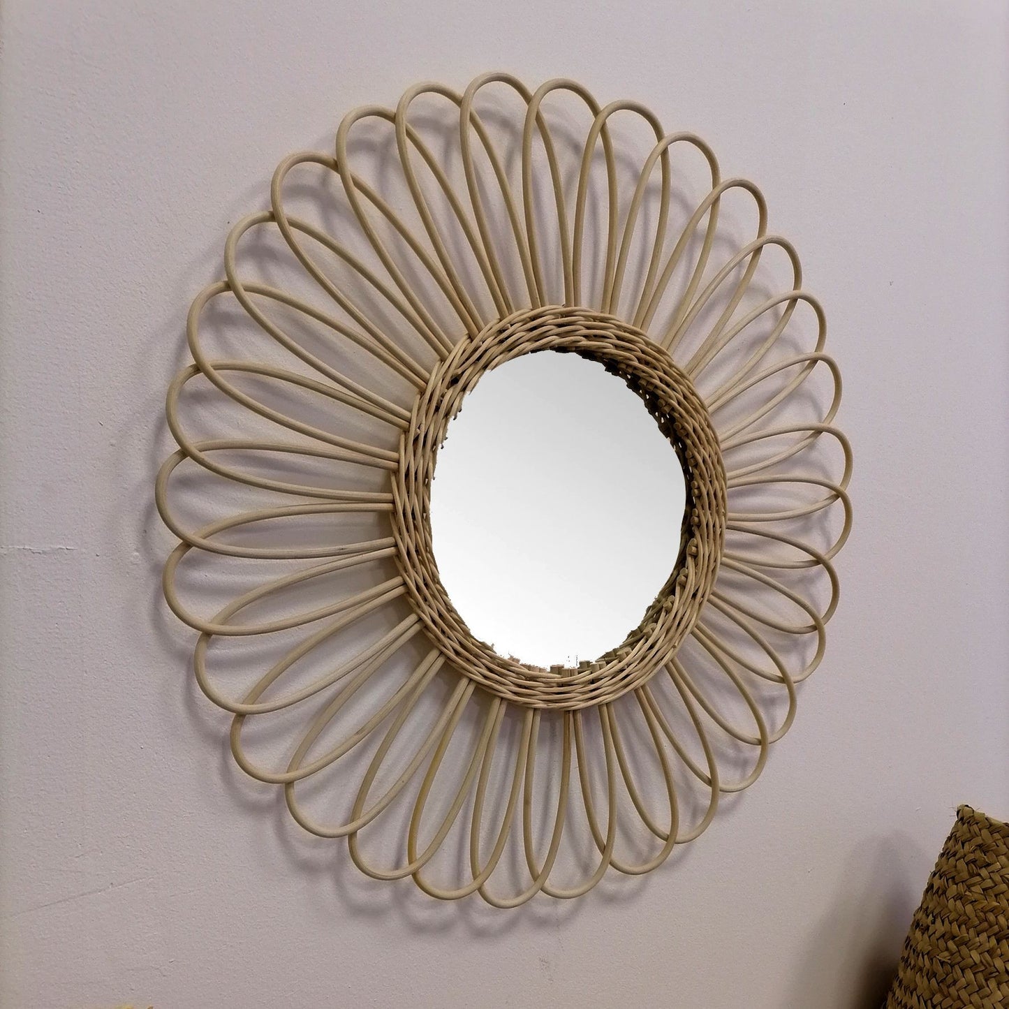 Oosterse Marokkaanse natuurlijke rotan frame spiegel etnisch meubilair 0804211959