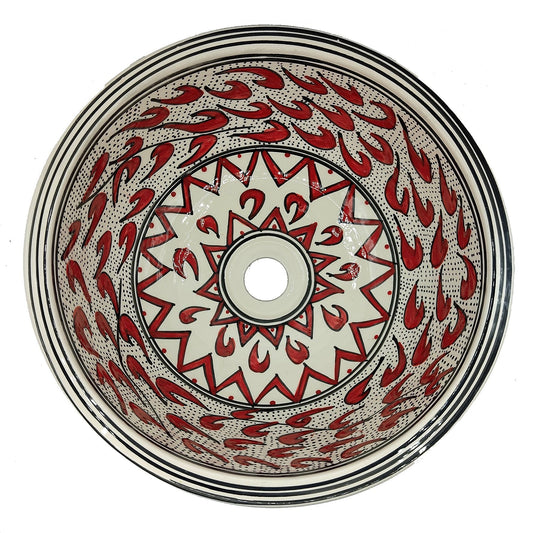 Lavabo Lavandino da Bagno Ceramica Marocchino Tunisino Dipinto a Mano 1507210802