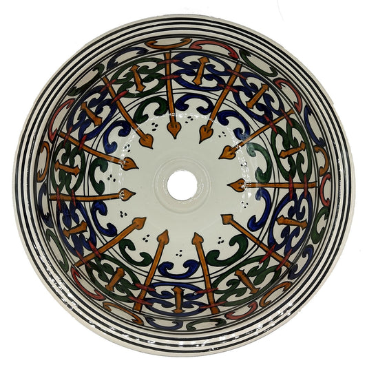 Lavabo Lavandino da Bagno Ceramica Marocchino Tunisino Dipinto a Mano 1507210803
