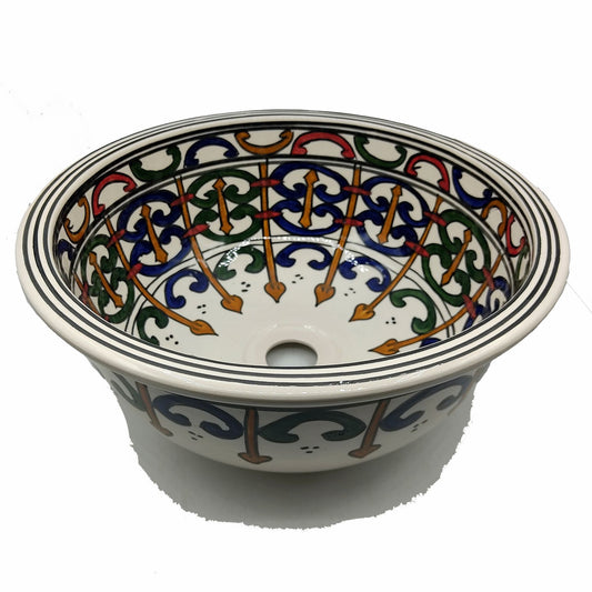 Lavabo Lavandino da Bagno Ceramica Marocchino Tunisino Dipinto a Mano 1507210803