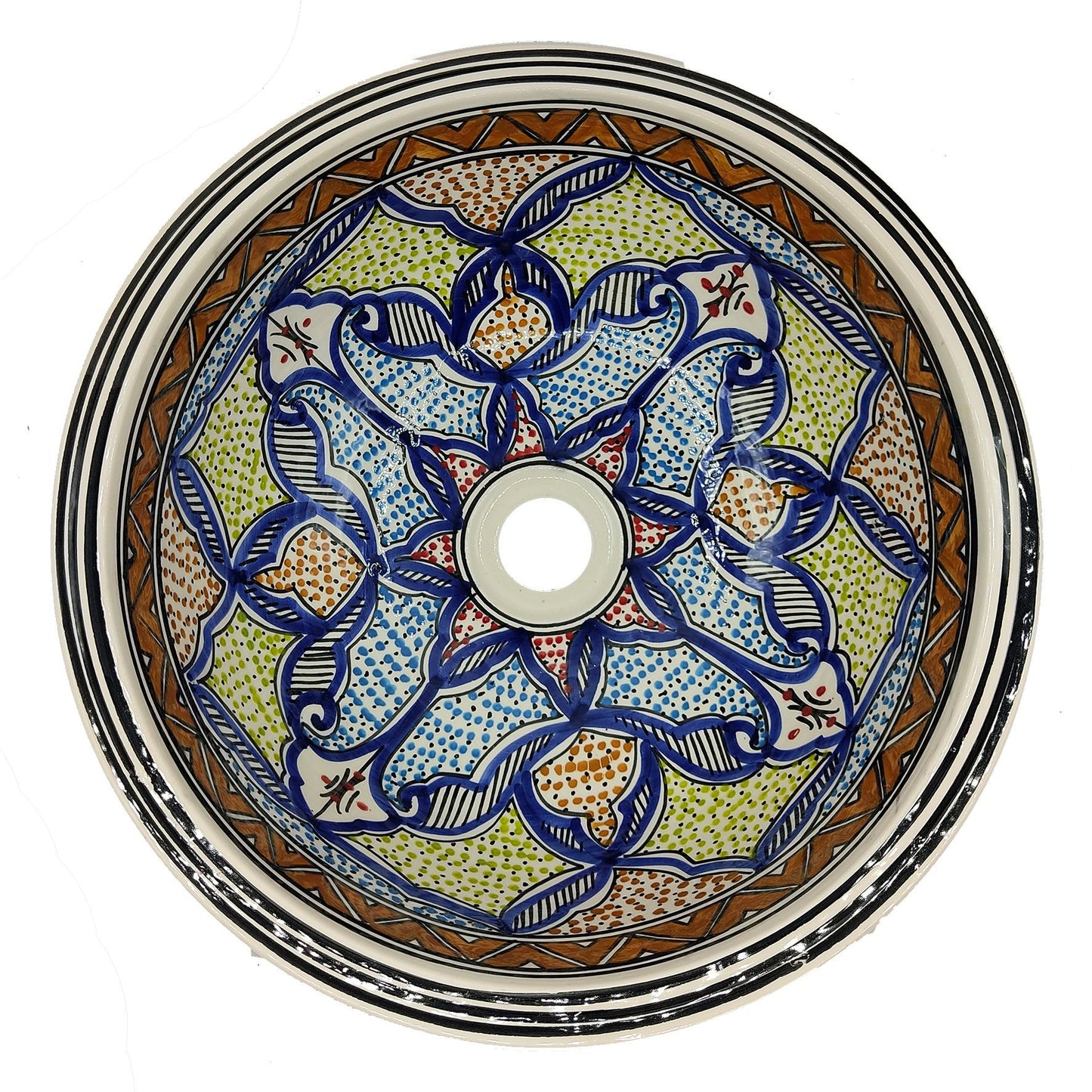 Lavabo Lavandino da Bagno Ceramica Marocchino Tunisino Dipinto a Mano 1507210808